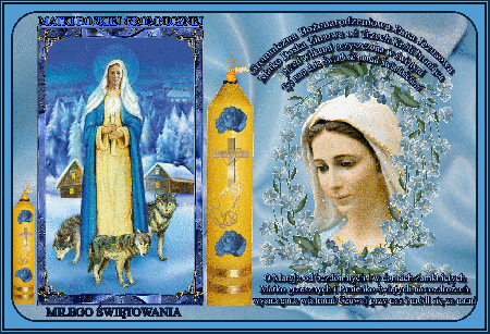 Błękitna kartka z Matką Bożą Gromniczną